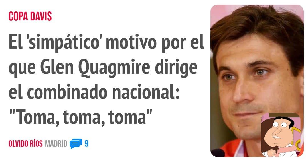 COPA DAVIS. El 'simpático' motivo por el que Glen Quagmire dirige el combinado nacional: "Toma, toma, toma"
