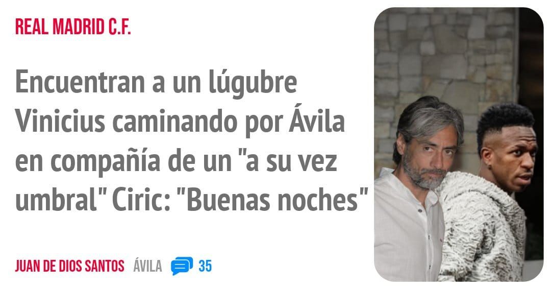 REAL MADRID C.F.. Encuentran a un lúgubre Vinicius caminando por Ávila en compañía de un "a su vez umbral" Ciric: "Buenas noches"