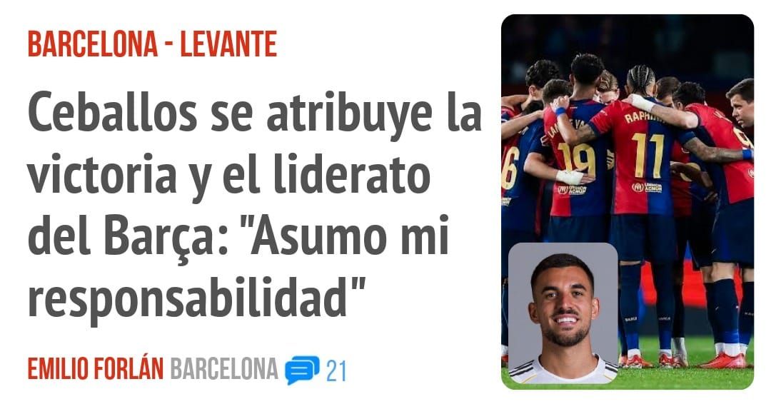 BARCELONA - LEVANTE. Ceballos se atribuye la victoria y el liderato del Barça: "Asumo mi responsabilidad"
