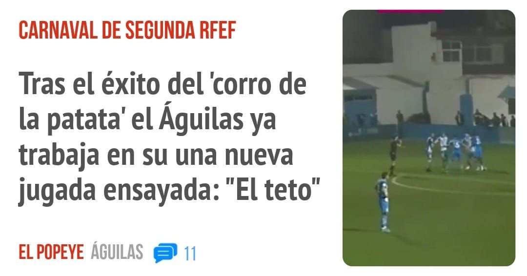CARNAVAL DE SEGUNDA RFEF. Tras el éxito del 'corro de la patata' el Águilas ya trabaja en su una nueva jugada ensayada: "El teto"