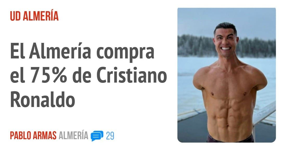 UD ALMERÍA. El Almería compra el 75% de Cristiano Ronaldo