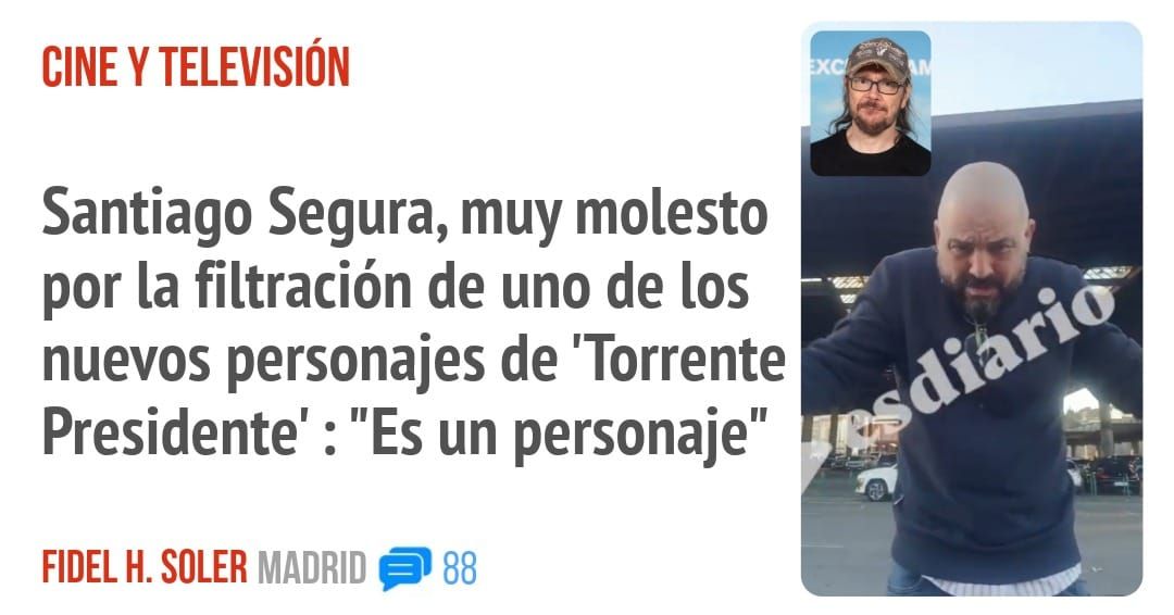 Santiago Segura, muy molesto por la filtración de uno de los nuevos personajes de 'Torrente Presidente' : "Es un personaje"