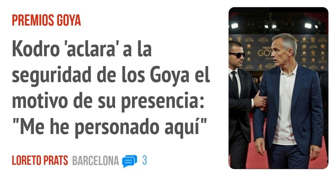 PREMIOS GOYA. Kodro 'aclara' a la seguridad de los Goya el motivo de su presencia: "Me he personado aquí"