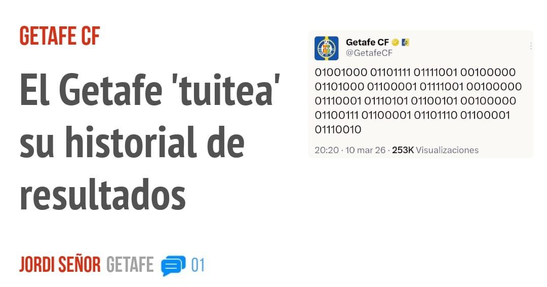 GETAFE CF. El Getafe 'tuitea' su historial de resultados