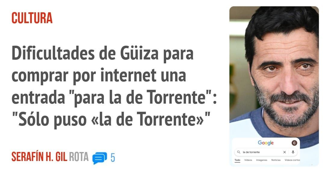 CULTURA. Dificultades de Güiza para comprar por internet una entrada "para la de Torrente": "Sólo puso «la de Torrente»"