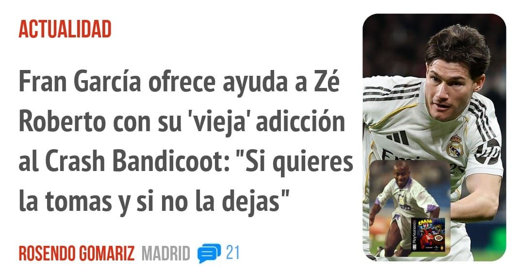 ACTUALIDAD. Fran García ofrece ayuda a Zé Roberto con su 'vieja' adicción al Crash Bandicoot: "Si quieres la tomas y si no la dejas"