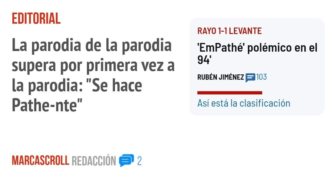 EDITORIAL. La parodia de la parodia supera por primera vez a la parodia: "Se hace Pathe-nte"