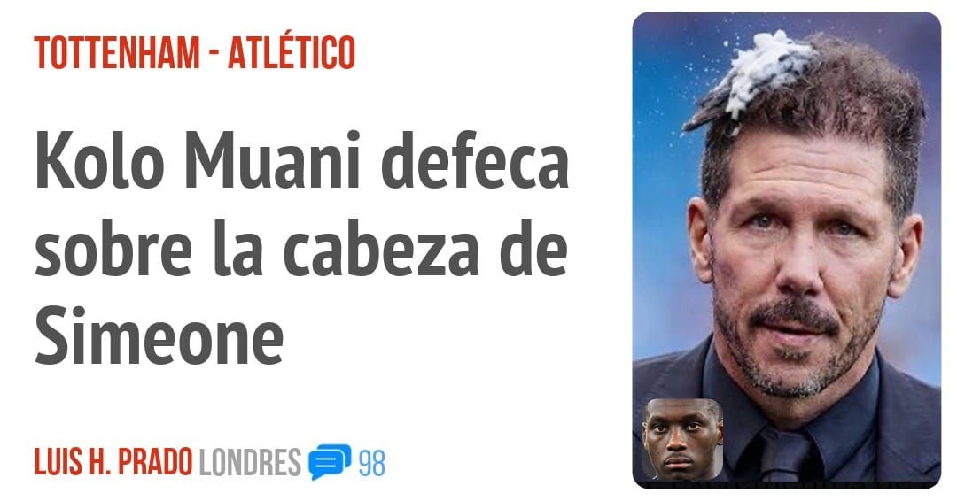 TOTTENHAM - ATLÉTICO. Kolo Muani defeca sobre la cabeza de Simeone