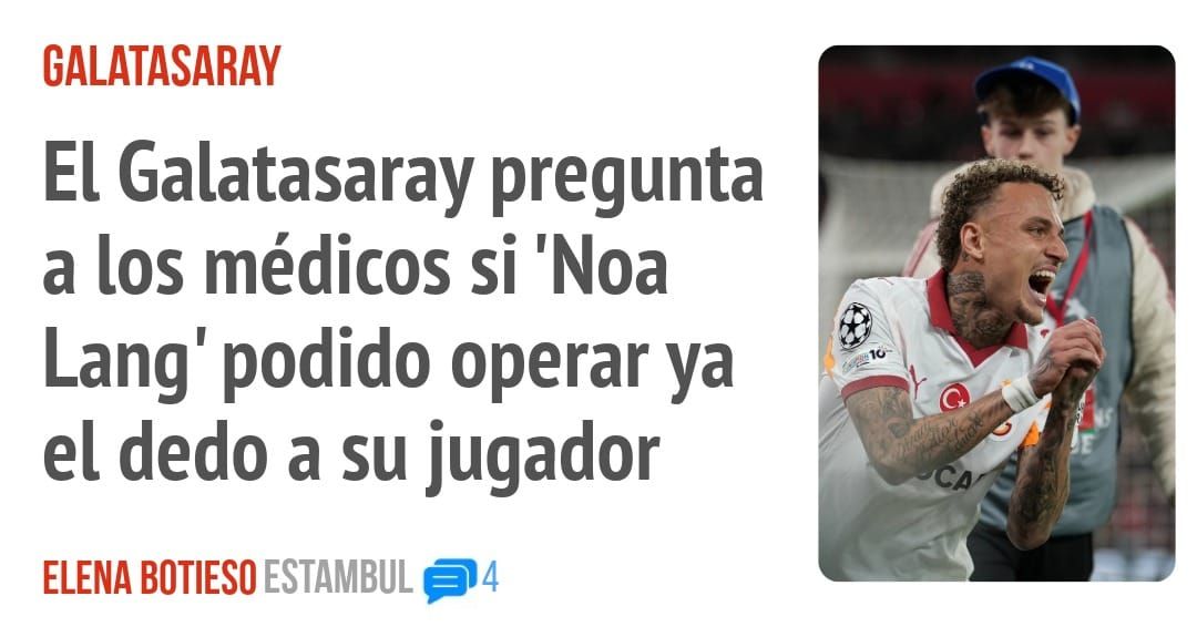 GALATASARAY. El Galatasaray pregunta a los médicos si 'Noa Lang' podido operar ya el dedo a su jugador