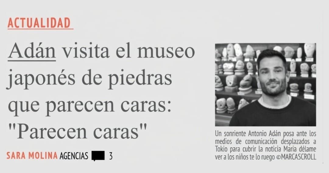ACTUALIDAD. Adán visita el museo japonés de piedras que parecen caras: "Parecen caras"