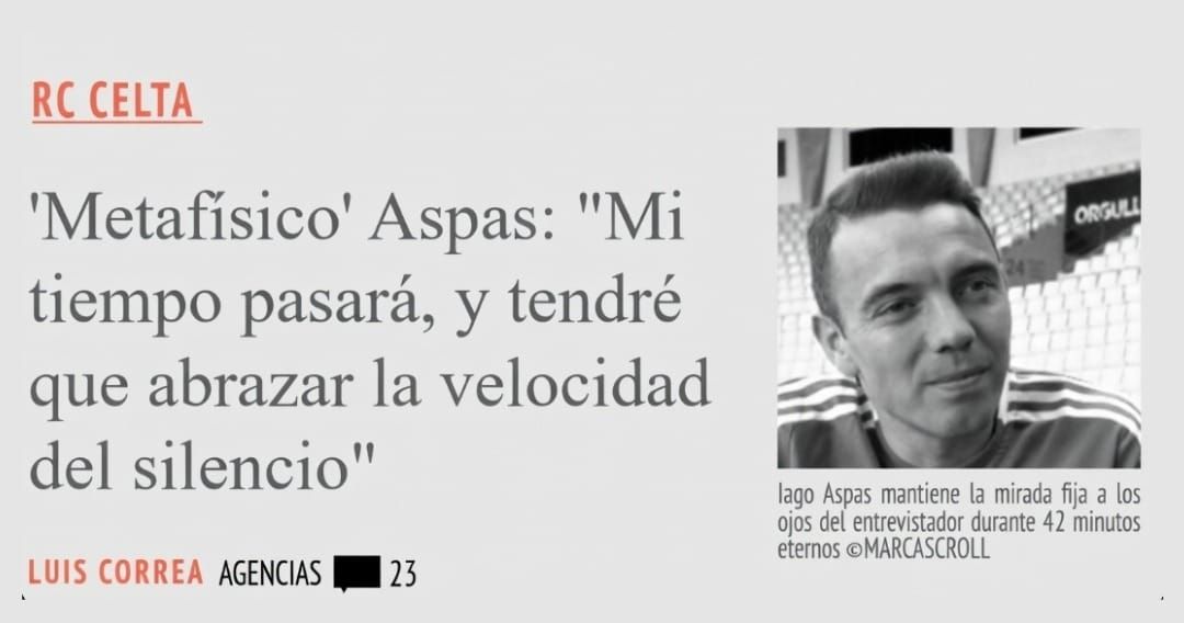 RC CELTA. 'Metafisico' Aspas: "Mi tiempo pasará, y tendré que abrazar la velocidad del silencio"
