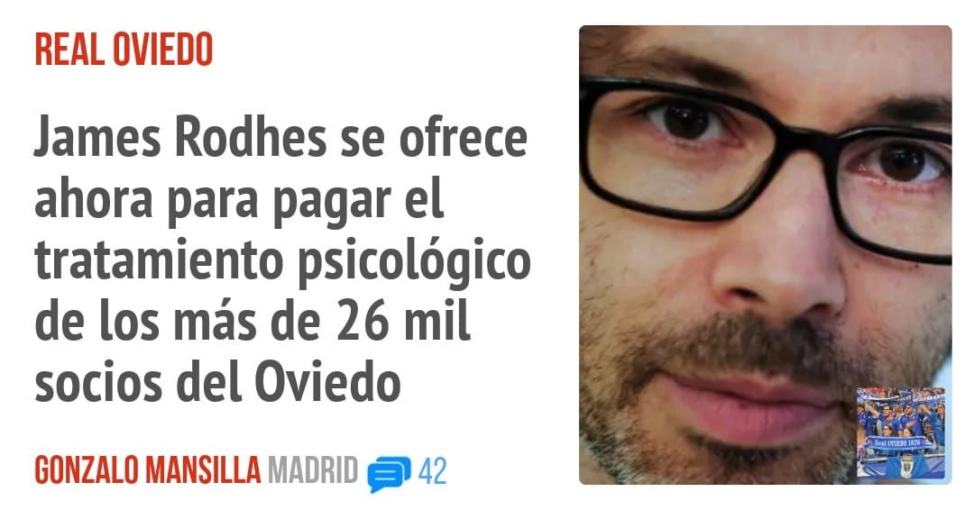 REAL OVIEDO. James Rodhes se ofrece ahora para pagar el tratamiento psicológico de los más de 26 mil socios del Oviedo