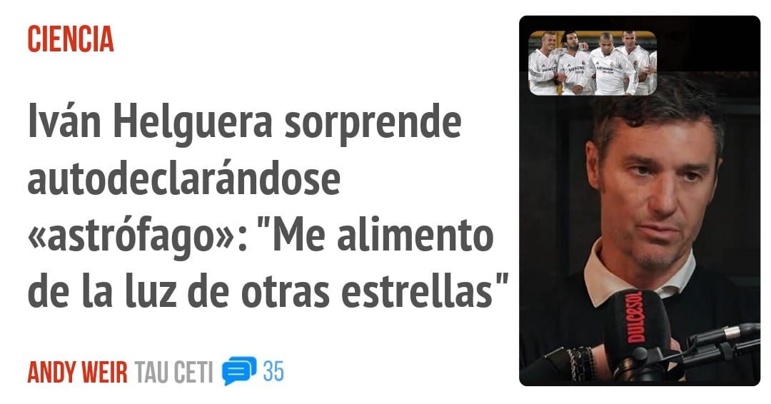 CIENCIA. Iván Helguera sorprende autodeclarándose «astrófago»: "Me alimento de la luz de otras estrellas"