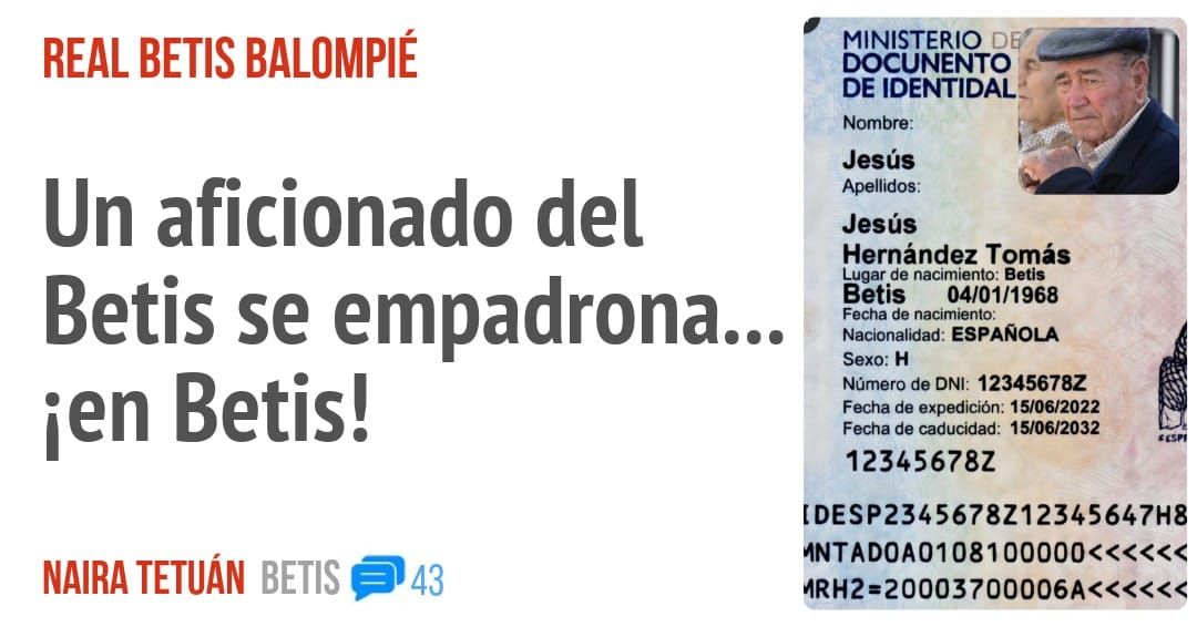 REAL BETIS BALOMPIÉ. Un aficionado del Betis se empadrona... ien Betis!