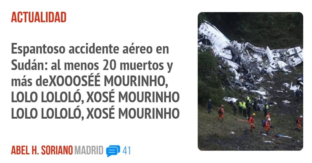 ACTUALIDAD. Espantoso accidente aéreo en Sudán: al menos 20 muertos y más deXOOOSÉÉ MOURINHO, LOLO LOLOLó, XOSÉ MOURINHO LOLO LOLOLó, XOSÉ MOURINHO