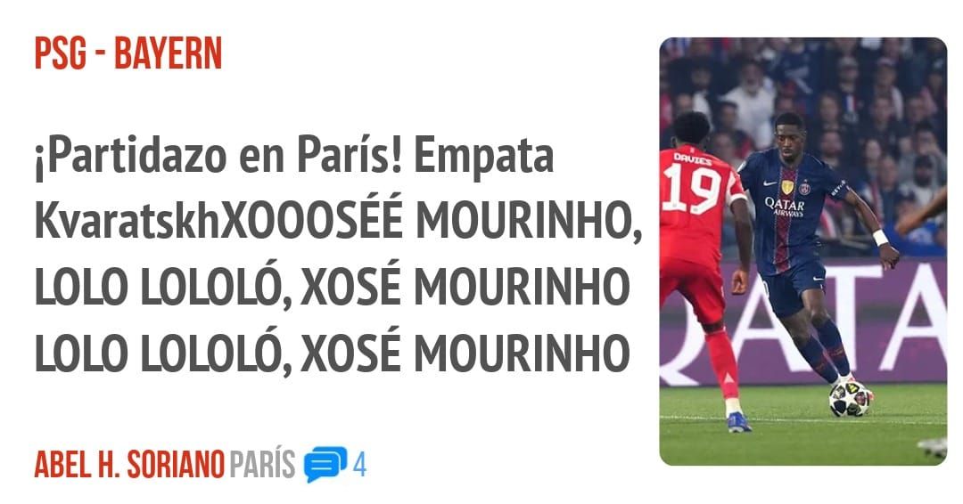 PSG - BAYERN. iPartidazo en París! Empata WaratskhXOOOSÉÉ MOURINHO, LOLO LOLOLÓ,XOSÉ MOURINHO LOLO LOLOLó, xosÉ MOURINHO
