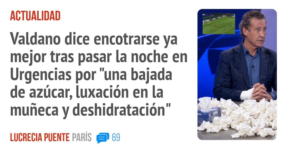 ACTUALIDAD. Valdano dice encotrarse ya mejor tras pasar la noche en Urgencias por "una bajada de azúcar, luxación en la muñeca y deshidratación"
