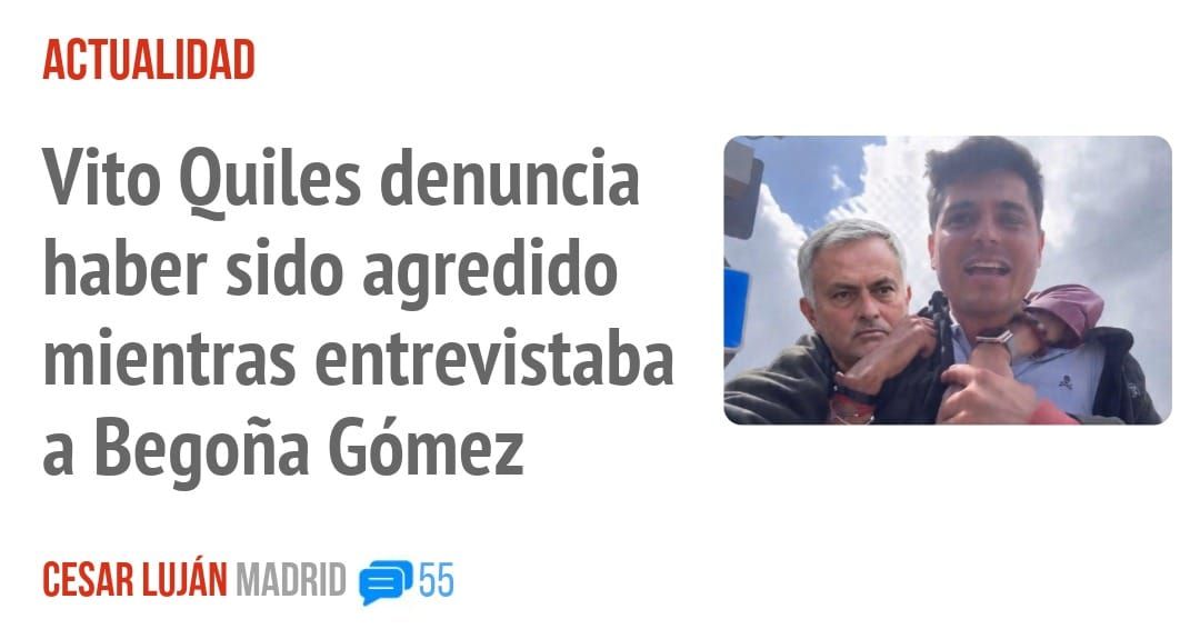 ACTUALIDAD. Vito Quiles denuncia 9'¯T haber sido agredido mientras entrevistaba a Begoña Gómez