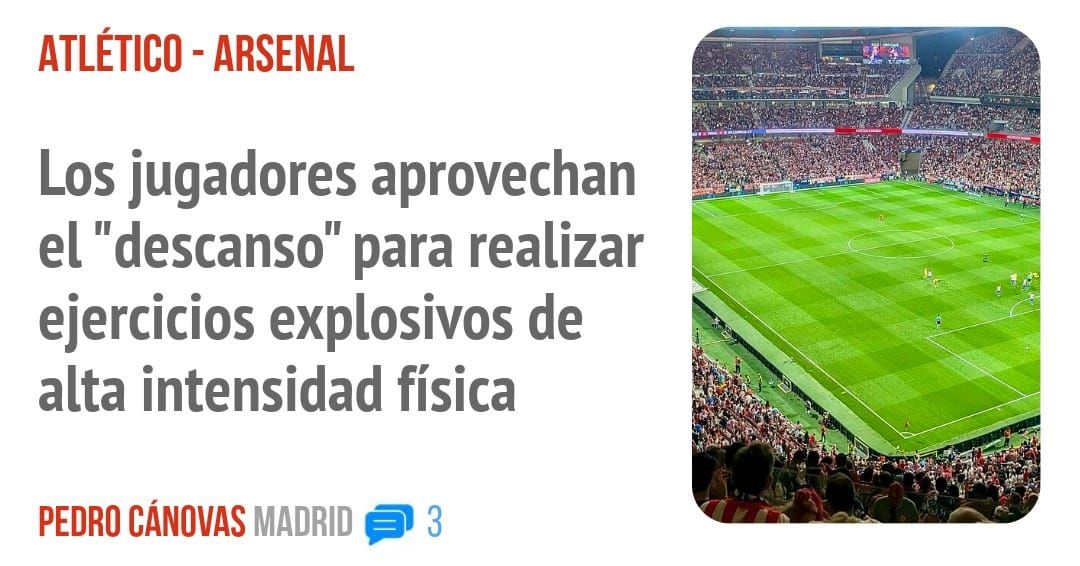ATLÉTICO - ARSENAL. Los jugadores aprovechan el "descanso" para realizar ejercicios explosivos de alta intensidad física