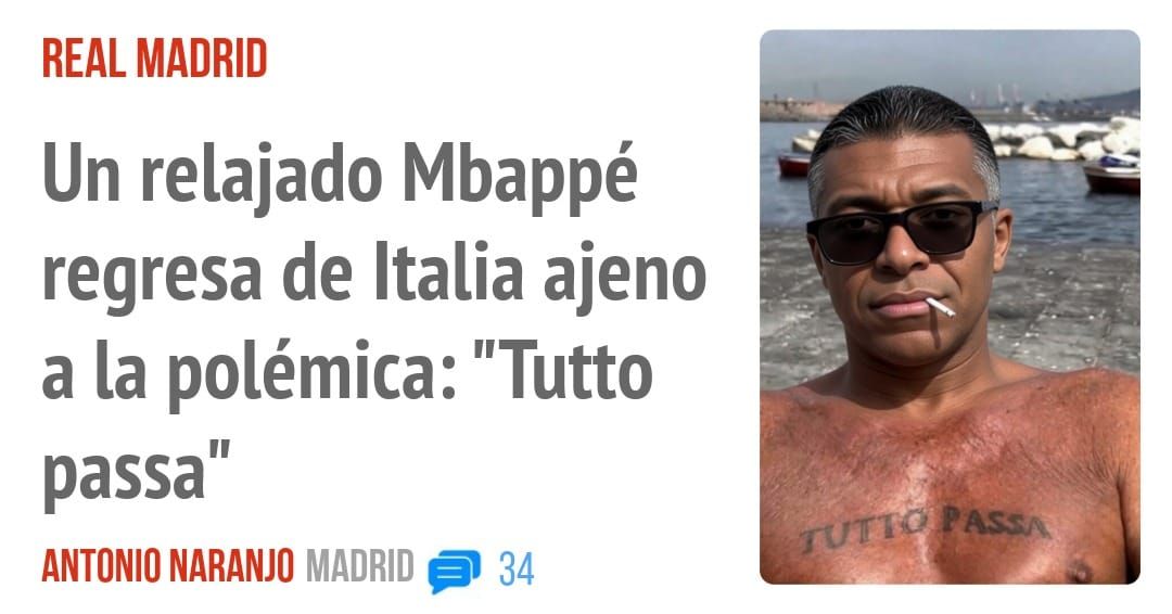 REAL MADRID. Un relajado Mbappé regresa de Italia ajeno a la polémica: "Tutto passa"