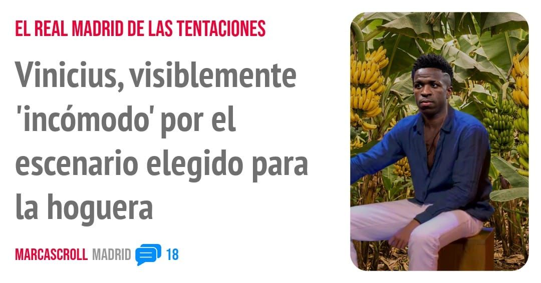 EL REAL MADRID DE LAS TENTACIONES. Vinicius, visiblemente 'incómodo' por el escenario elegido para la hoguera