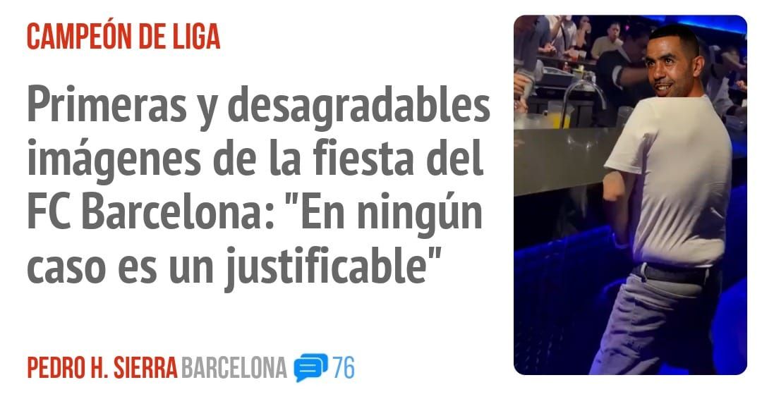 CAMPEÓN DE LIGA. Primeras y desagradables imágenes de la fiesta del FC Barcelona: "En ningún caso es un justificable"