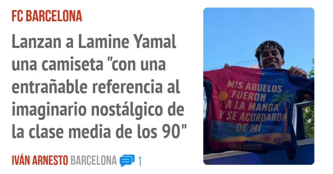 FC BARCELONA. Lanzan a Lamine Yamal una camiseta "con una entrañable referencia al imaginario nostálgico de la clase media de los 90"