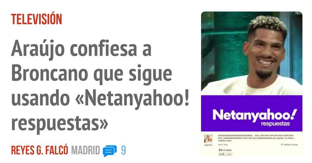 TELEVISIÓN. Araújo confiesa a Broncano que sigue usando «Netanyahoo! respuestas»