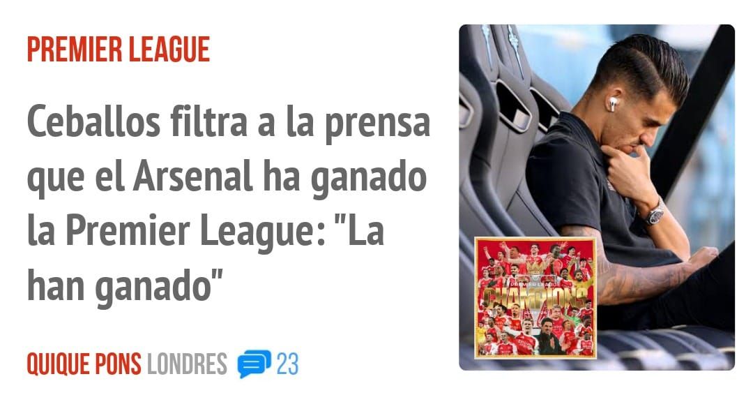 PREMIER LEAGUE. Ceballos filtra a la prensa que el Arsenal ha ganado la Premier League: "La han ganado"