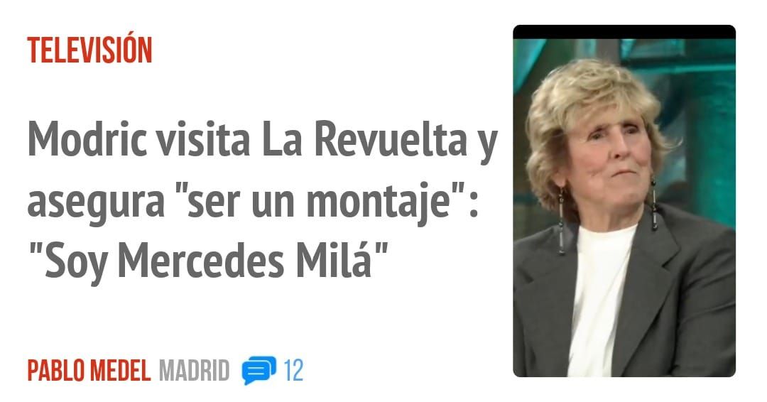 TELEVISIÓN. Modric visita La Revuelta y asegura "ser un montaje": "Soy Mercedes Milá"
