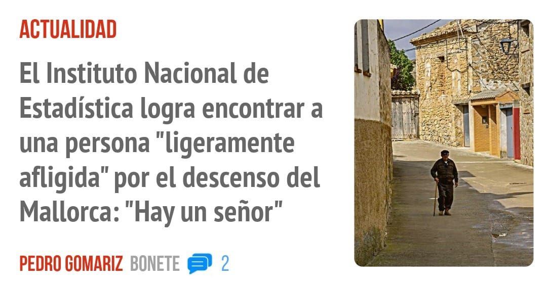 ACTUALIDAD. El Instituto Nacional de Estadística logra encontrar a una persona "ligeramente afligida" por el descenso del Mallorca: "Hay un señor"