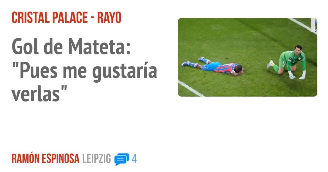 CRISTAL PALACE - RAYO. Gol de Mateta: "Pues me gustaría verlas"