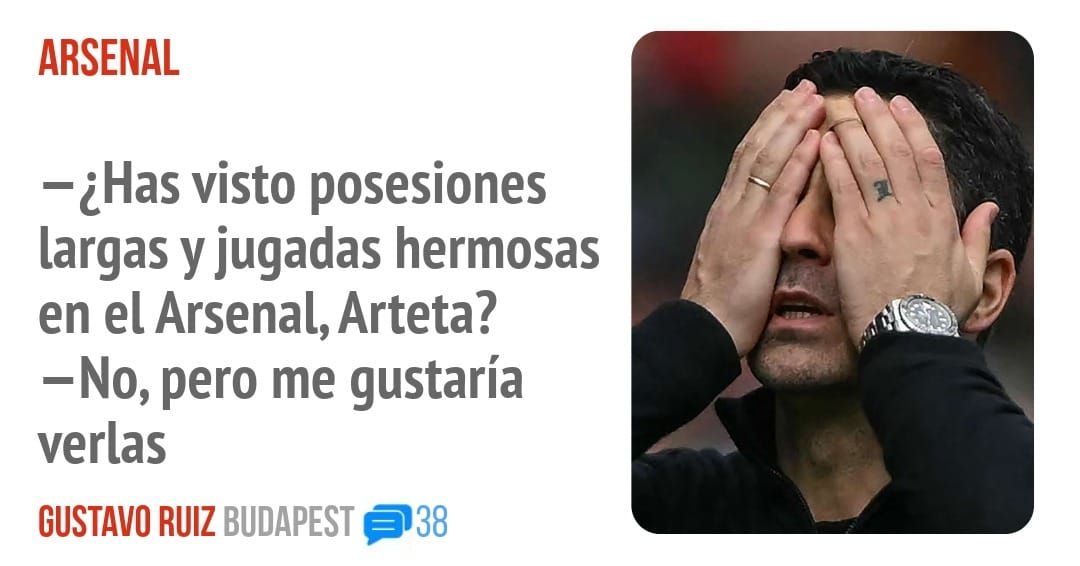 ARSENAL. —¿Has visto posesiones largas y jugadas hermosas en el Arsenal, Arteta? —No, pero me gustaría verlas