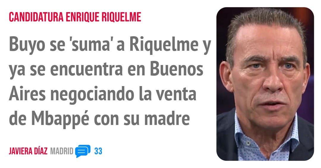 CANDIDATURA ENRIQUE. Buyo se 'suma' a Riquelme y ya se encuentra en Buenos Aires negociando la venta de Mbappé con su madre