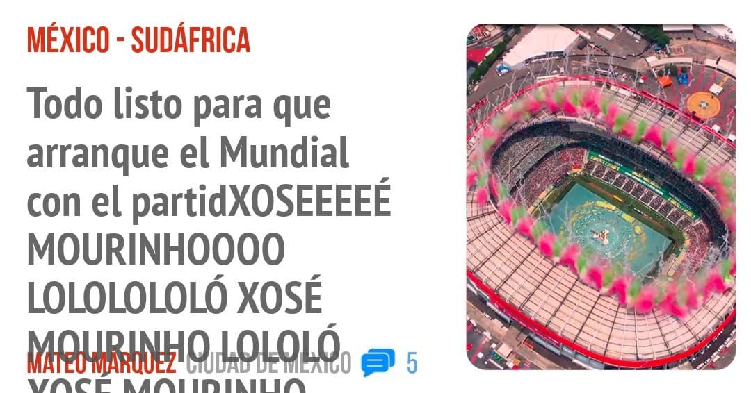Todo listo para que arranque el Mundial MOURINHOOOO LOLOLOLOLÓ xosÉ