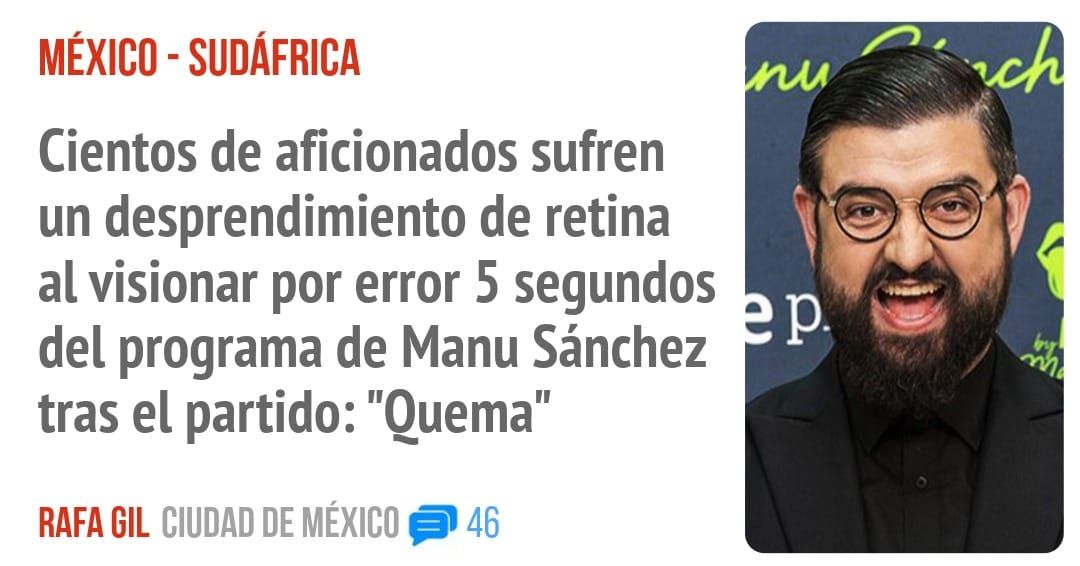 Cientos de aficionados sufren un desprendimiento de retina al visionar por error 5 segundos del programa de Manu Sánchez tras el partido: "Quema"