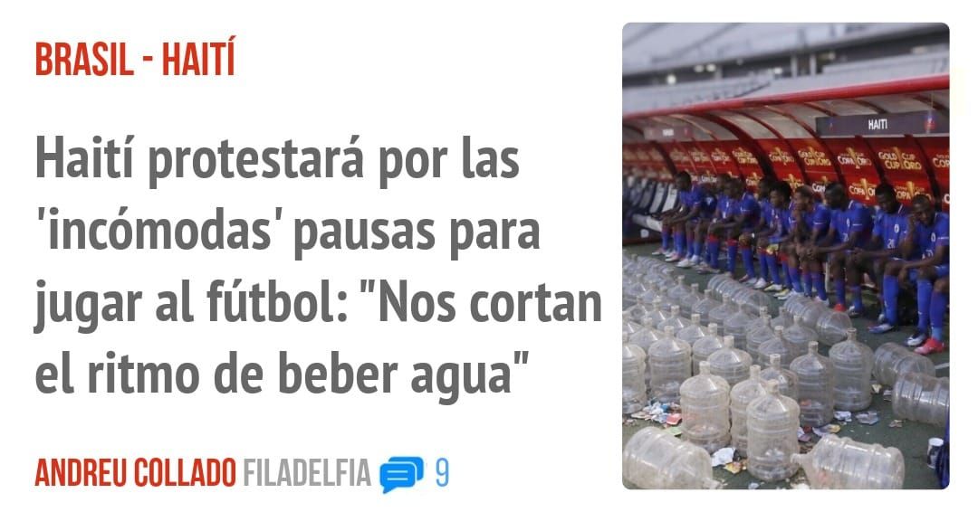BRASIL - HAITÍ. Haití protestará por las 'incómodas' pausas para jugar al fútbol: "Nos cortan el ritmo de beber agua"