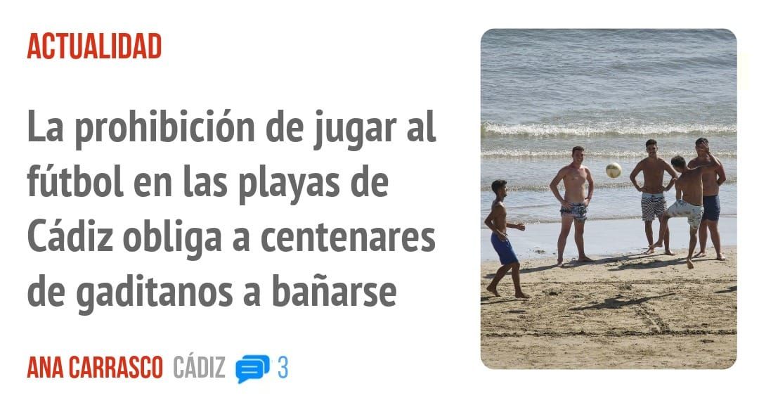 ACTUALIDAD. La prohibición de jugar al fútbol en las playas de Cádiz obliga a centenares de gaditanos a bañarse