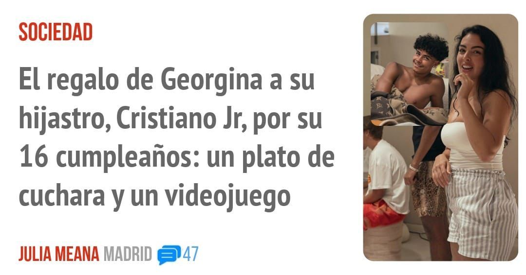 SOCIEDAD. El regalo de Georgina a su hijastro, Cristiano Jr, por su 16 cumpleaños: un plato de cuchara y un videojuego