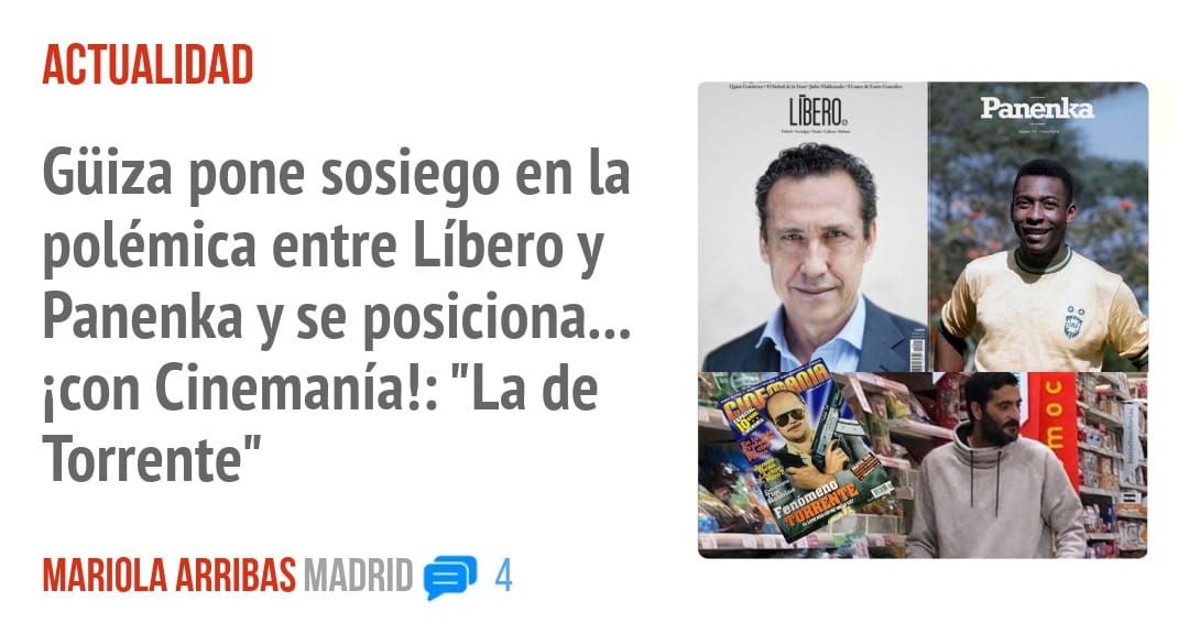 ACTUALIDAD. Güiza pone sosiego en la polémica entre Líbero y Panenka y se posiciona... icon Cinemanía!: "La de Torrente"