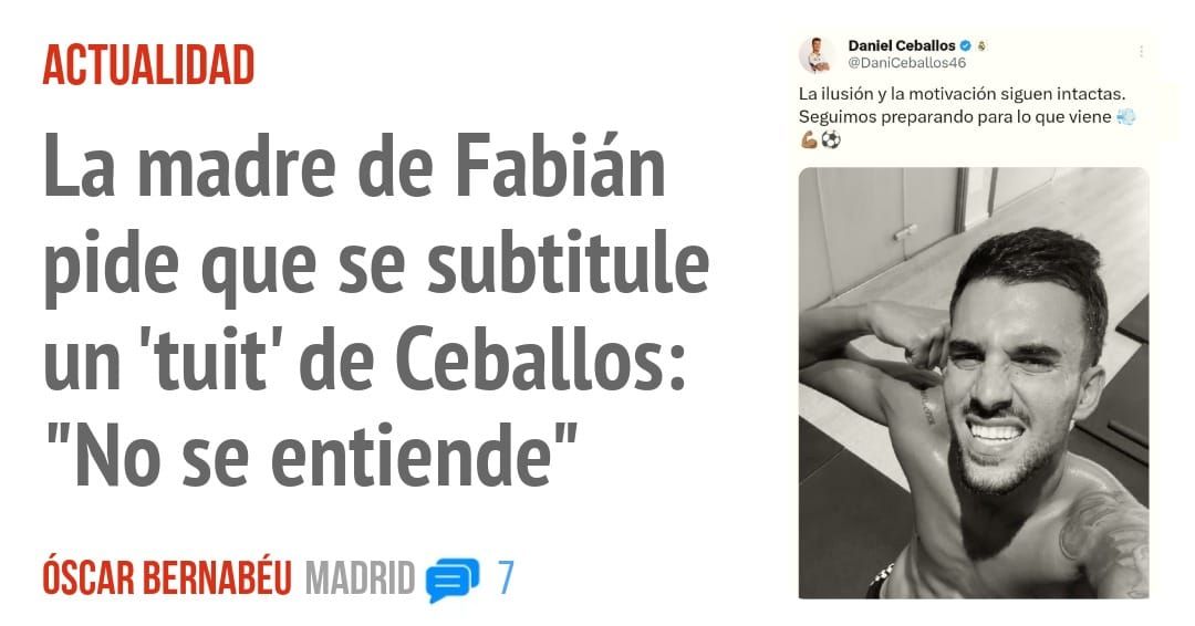 ACTUALIDAD. La madre de Fabián pide que se subtitule un 'tuit' de Ceballos: "No se entiende"