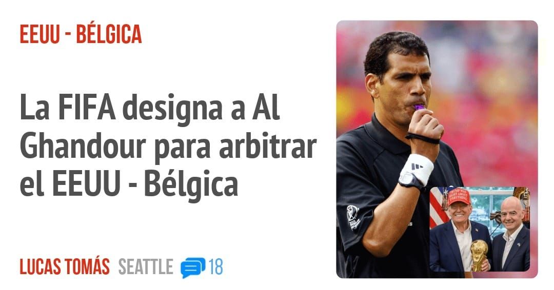 EEUU - BÉLGICA. La FIFA designa Ghandour para arbitrar ei EEUU - Bélgica