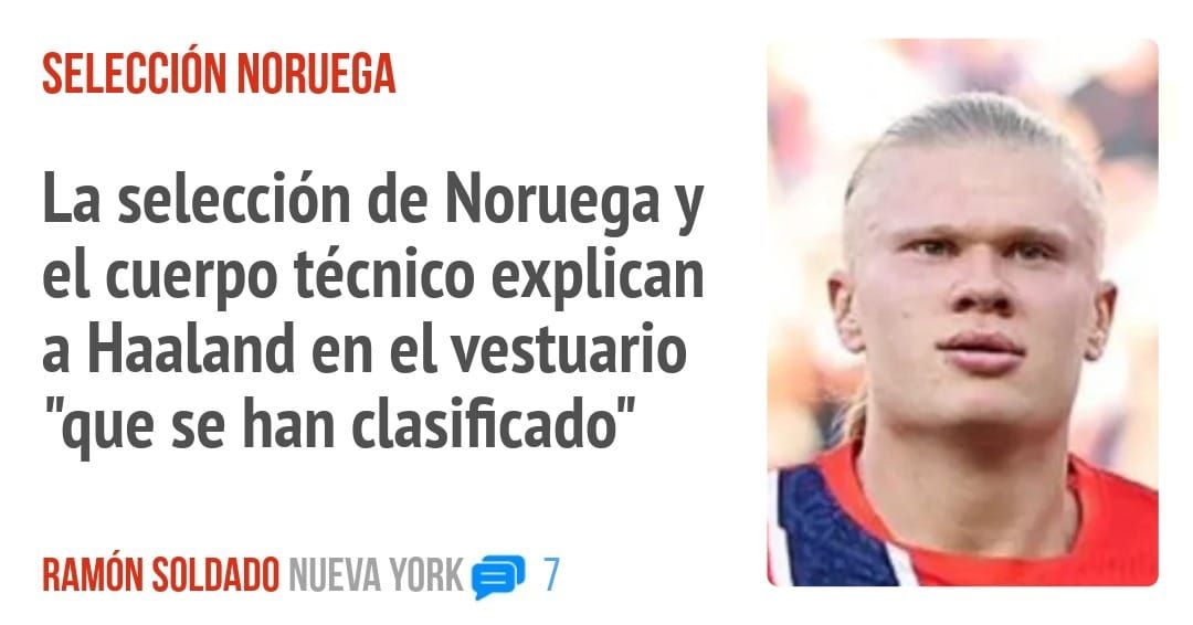 SELECCIÓN NORUEGA. La selección de Noruega y el cuerpo técnico explican a Haaland en el vestuario "que se han clasificado"