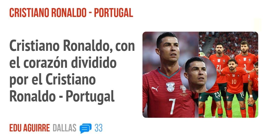 CRISTIANO RONALDO - PORTUGAL. Cristiano Ronaldo, con el corazón dividido por el Cristiano Ronaldo - Portugal