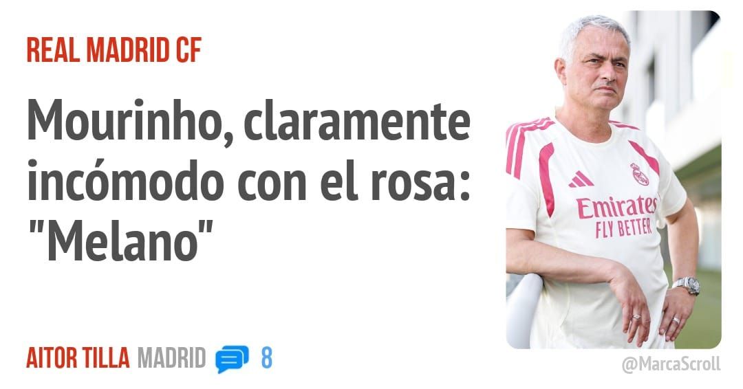 REAL MADRID CF. Mourinho, claramente incómodo con el rosa: "Melano"