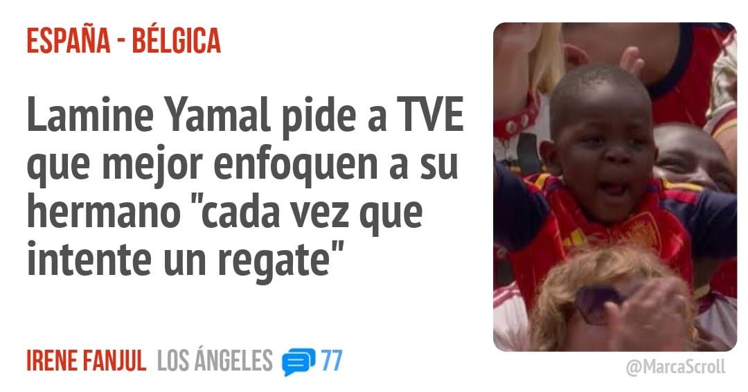ESPAÑA - BÉLGICA. Lamine Yamal pide a WE que mejor enfoquen a su hermano "cada vez que intente un regate"