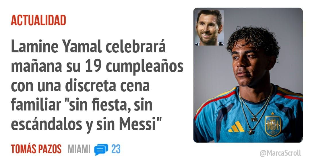 ACTUALIDAD. Lamine Yamal celebrará mañana su 19 cumpleaños con una discreta cena familiar "sin fiesta, sin escándalos y sin Messi"