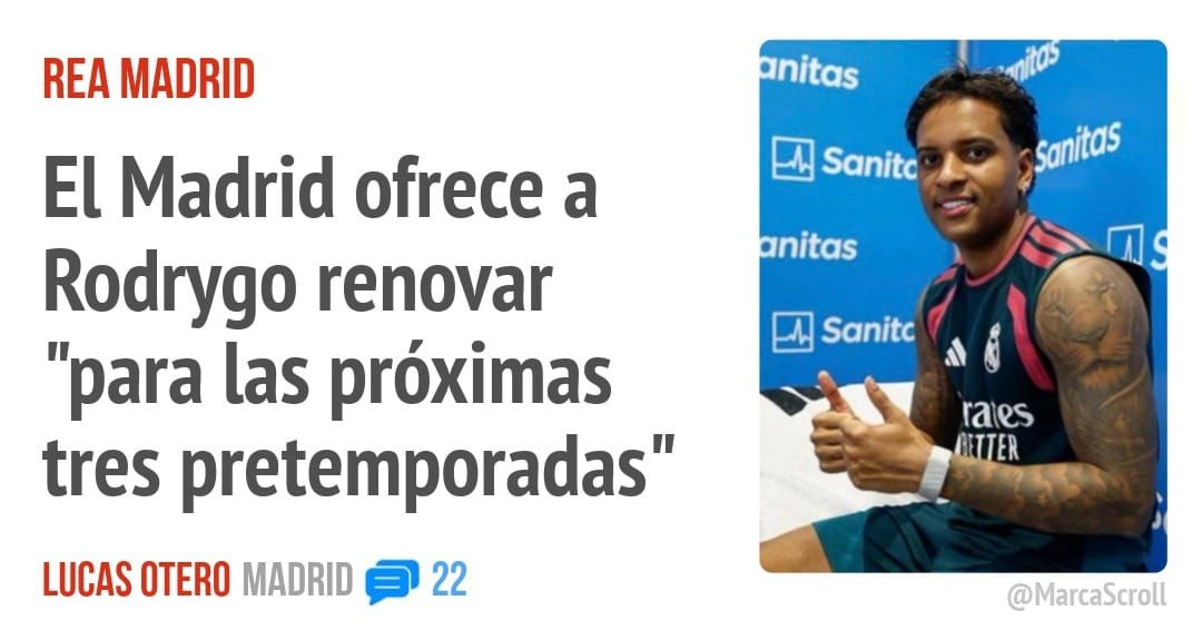 REA MADRID. El Madrid ofrece a Rodrygo renovar "para las próximas tres pretemporadas"