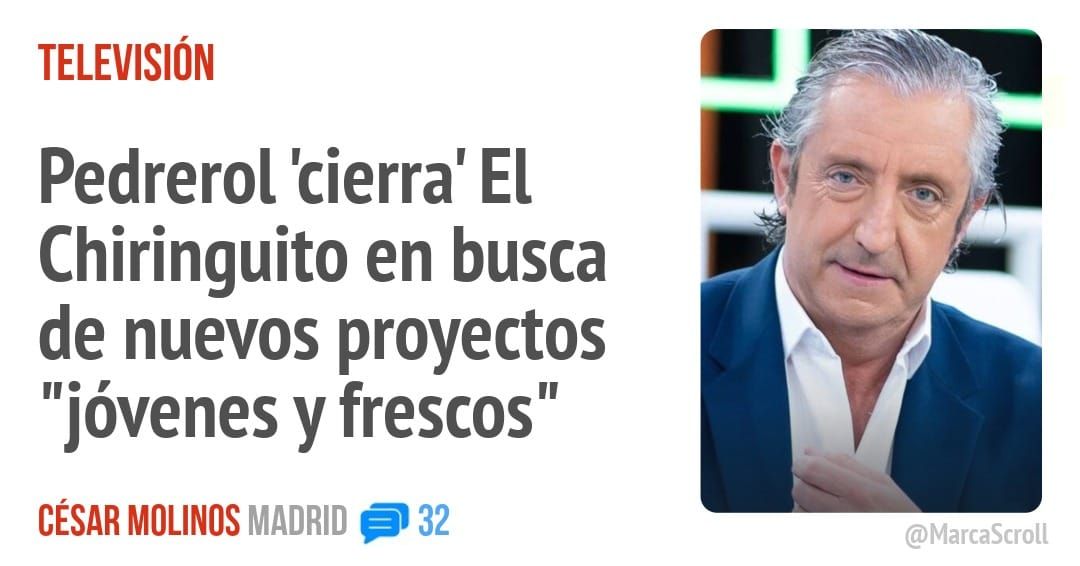 TELEVISIÓN. Pedrerol 'cierra' El Chiringuito en busca de nuevos proyectos "jóvenes y frescos"