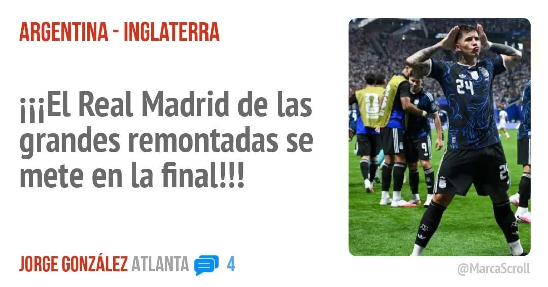ARGENTINA - INGLATERRA. iiiEl Real Madrid de las grandes remontadas se mete en la final!!!